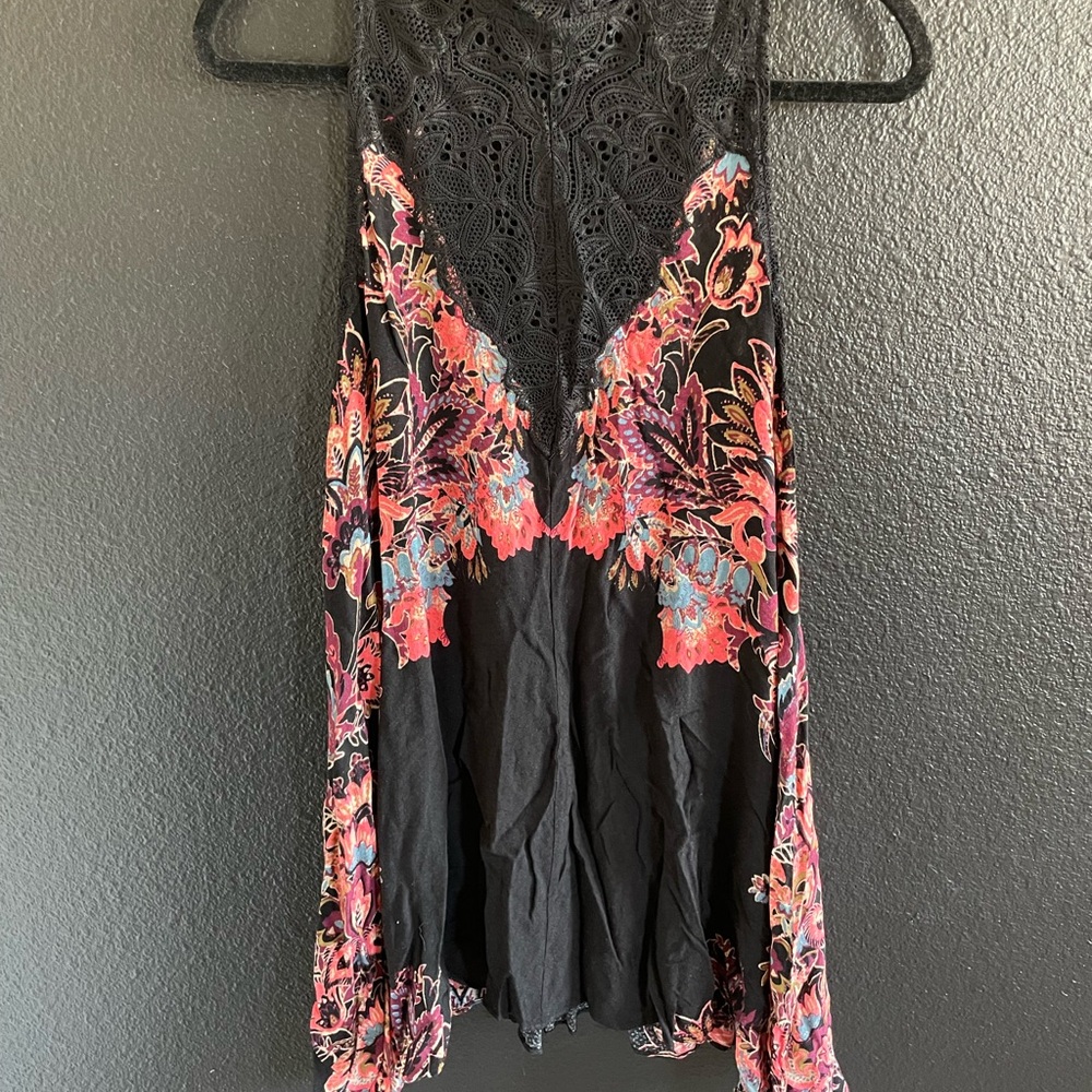 Free People Black and Pink Lace Dress